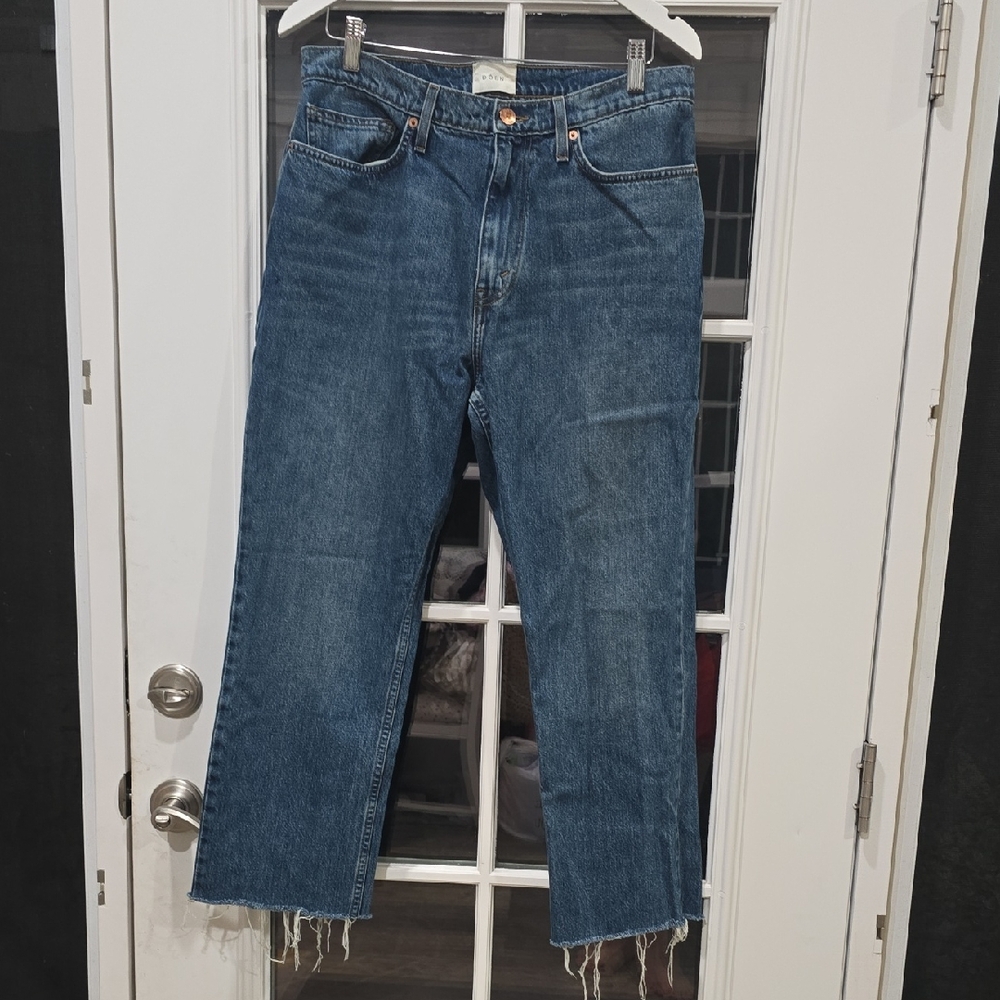 Doen Straight Leg Raw Hem Blue Denim Jeans Size 31